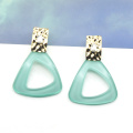 Custom clear blue acrylic dainty personalized triangle earrings